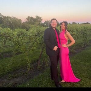 Vibrant Pink Halter Gown